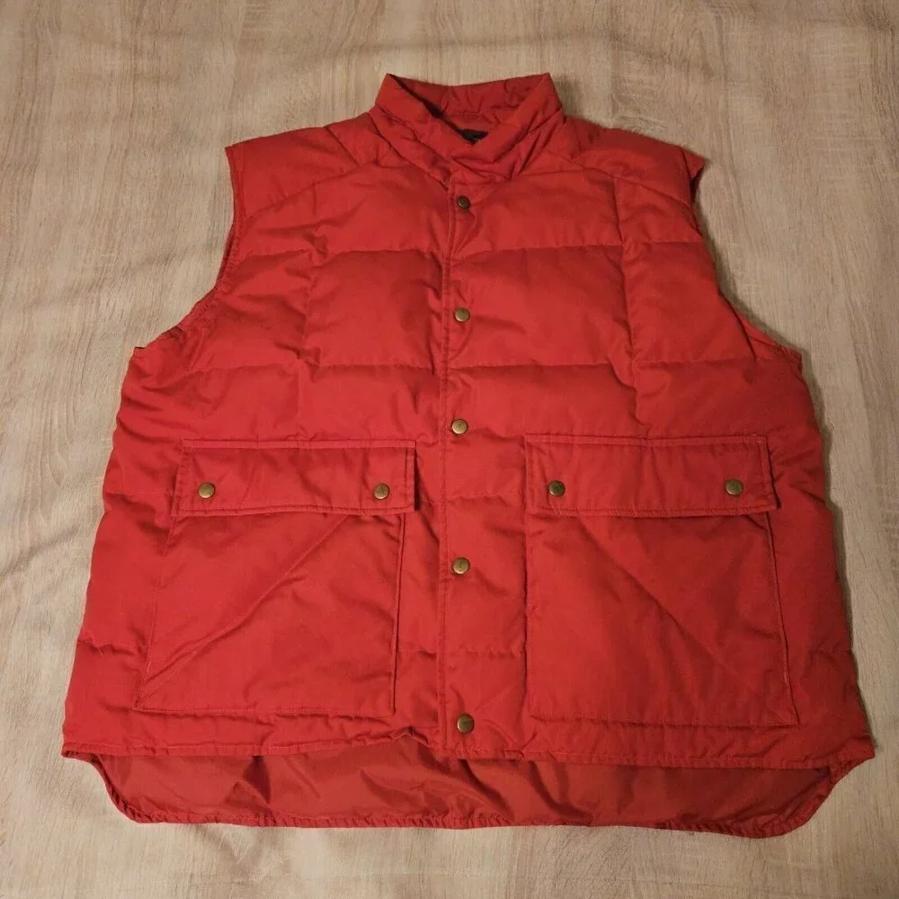Vtg Black Sheep Inc. Down Puffer Snap & Zipper Vest Mens Size XL 46 Red